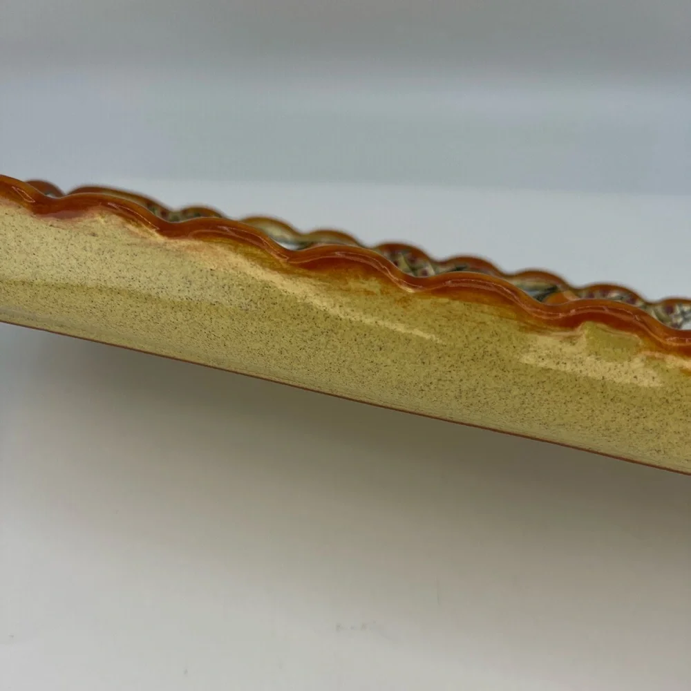 Mendez Torres Mexican Pottery Tray Rectangular Platter Handmade Signed Yellow